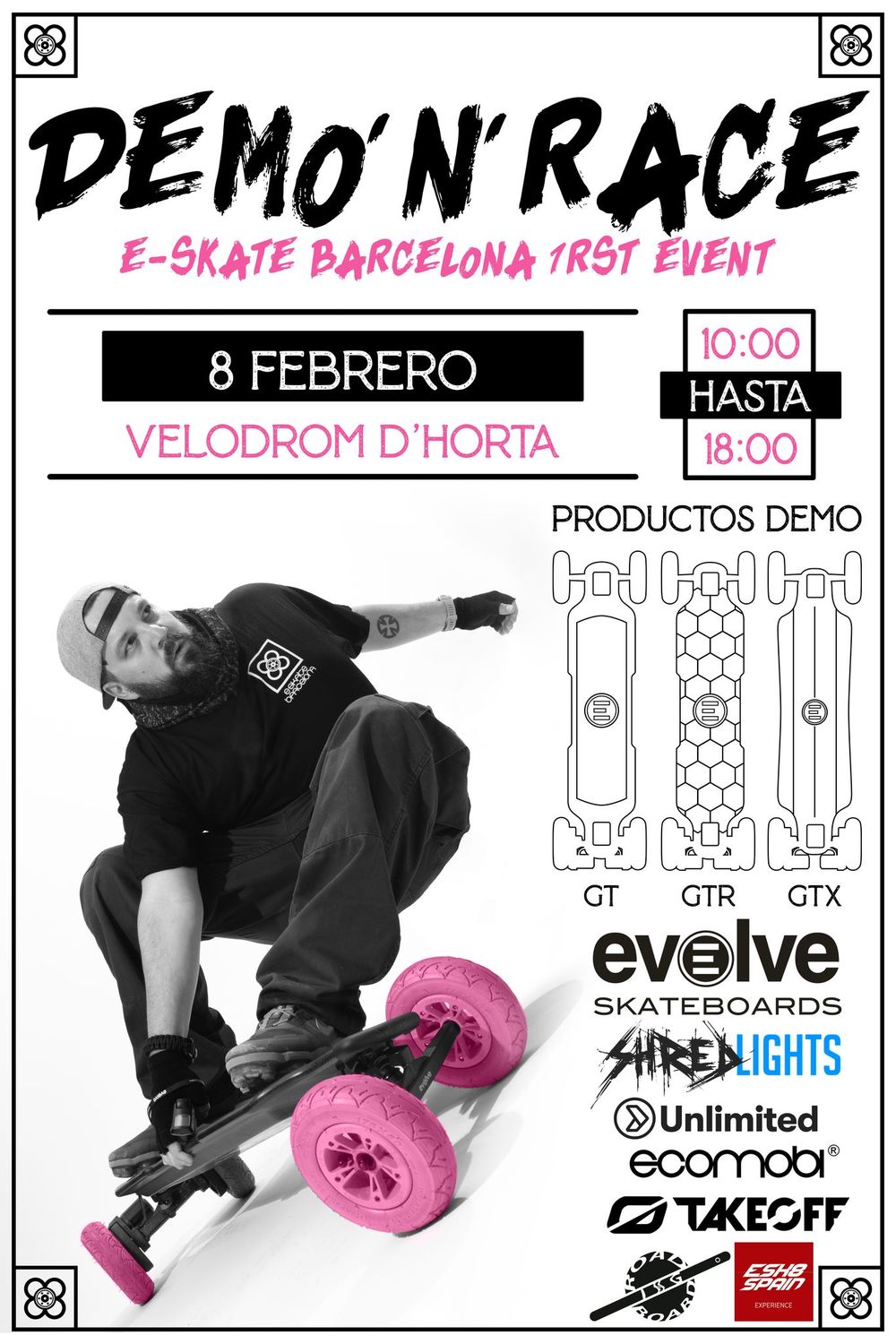 Ecomobl european warehouse sponsors first E-skate race in Barcelona (Spain)